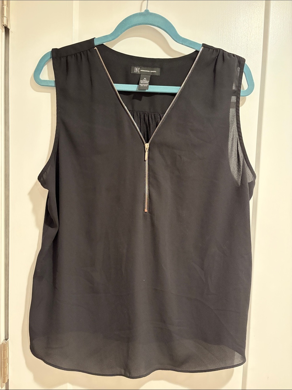 INC International Concepts Black Sleeveless Zip Front Camisole